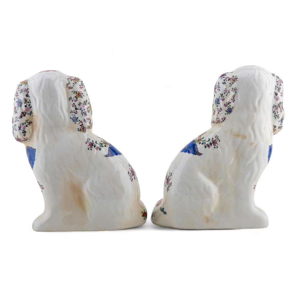 TOBACCO LEAF STAFFORDSHIRE DOG PAIR