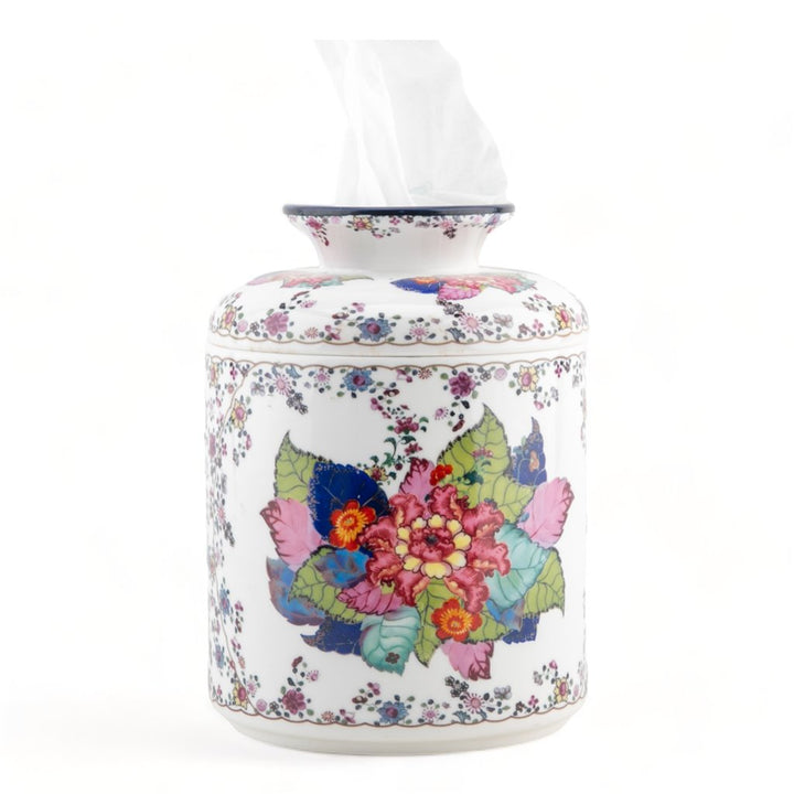 TOBACCO LEAF ROUND LIDDED TISSUE BOX