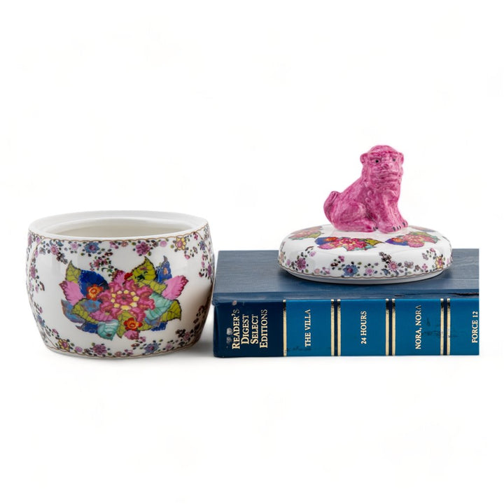 TOBACCO LEAF FOO DOG LIDDED BOX