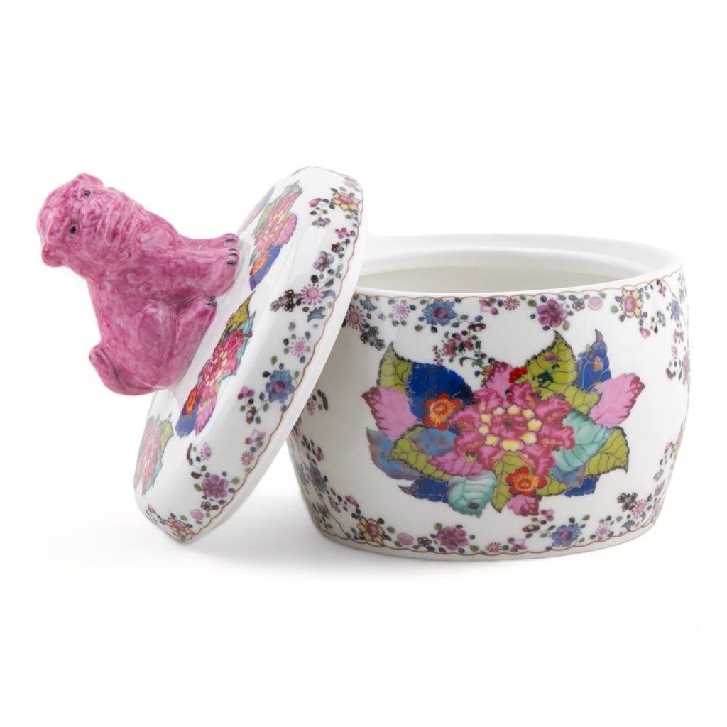 TOBACCO LEAF FOO DOG LIDDED BOX