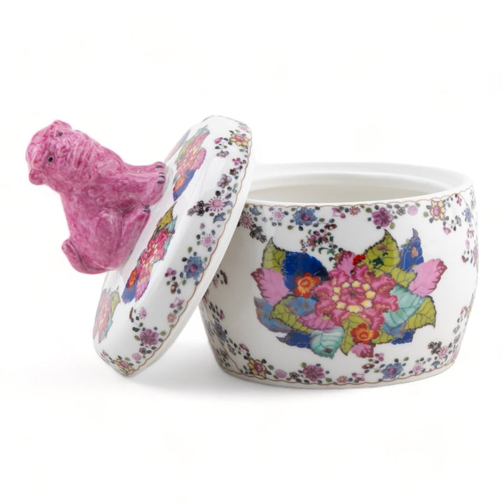 TOBACCO LEAF FOO DOG LIDDED BOX