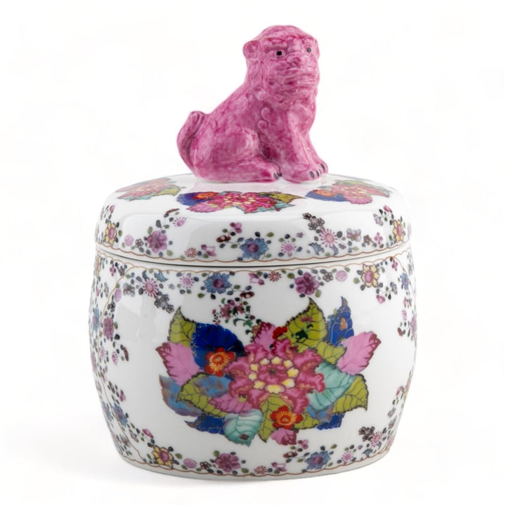 TOBACCO LEAF FOO DOG LIDDED BOX
