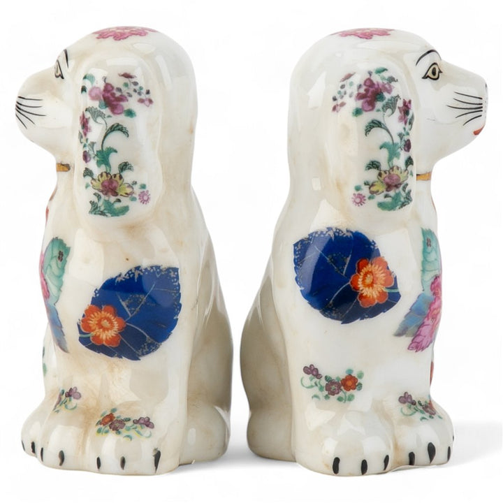 TOBACCO LEAF STAFFORDSHIRE PETITE DOG PAIR