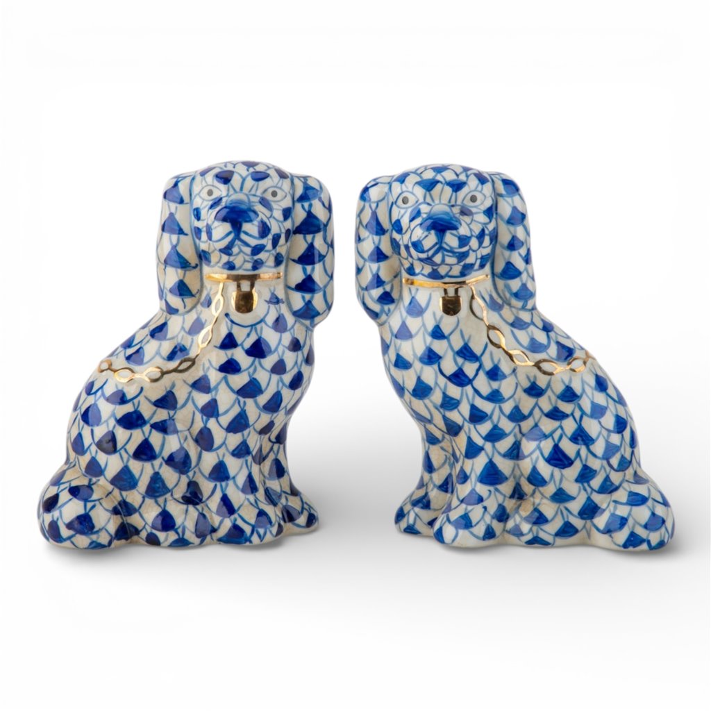 Blue Dancing Droplet Staffordshire Small Dog Pair