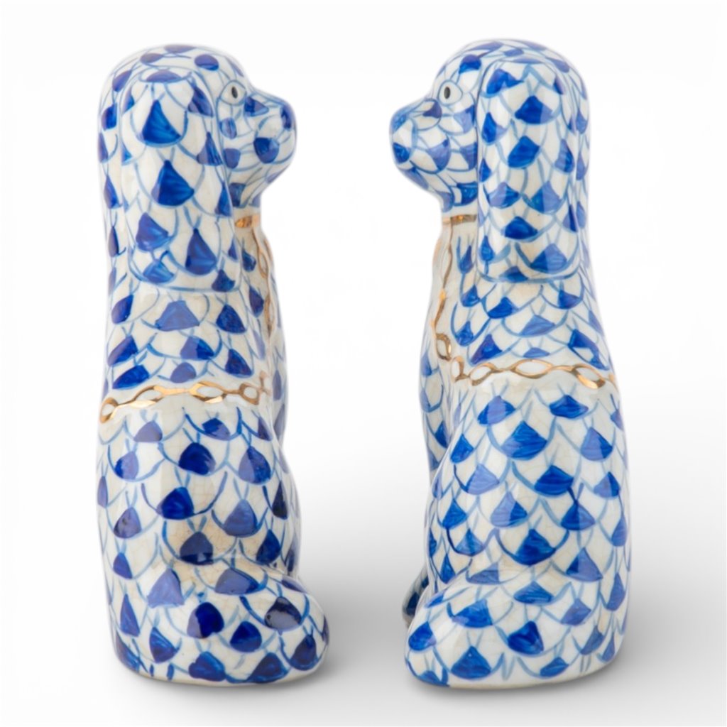 Blue Dancing Droplet Staffordshire Small Dog Pair