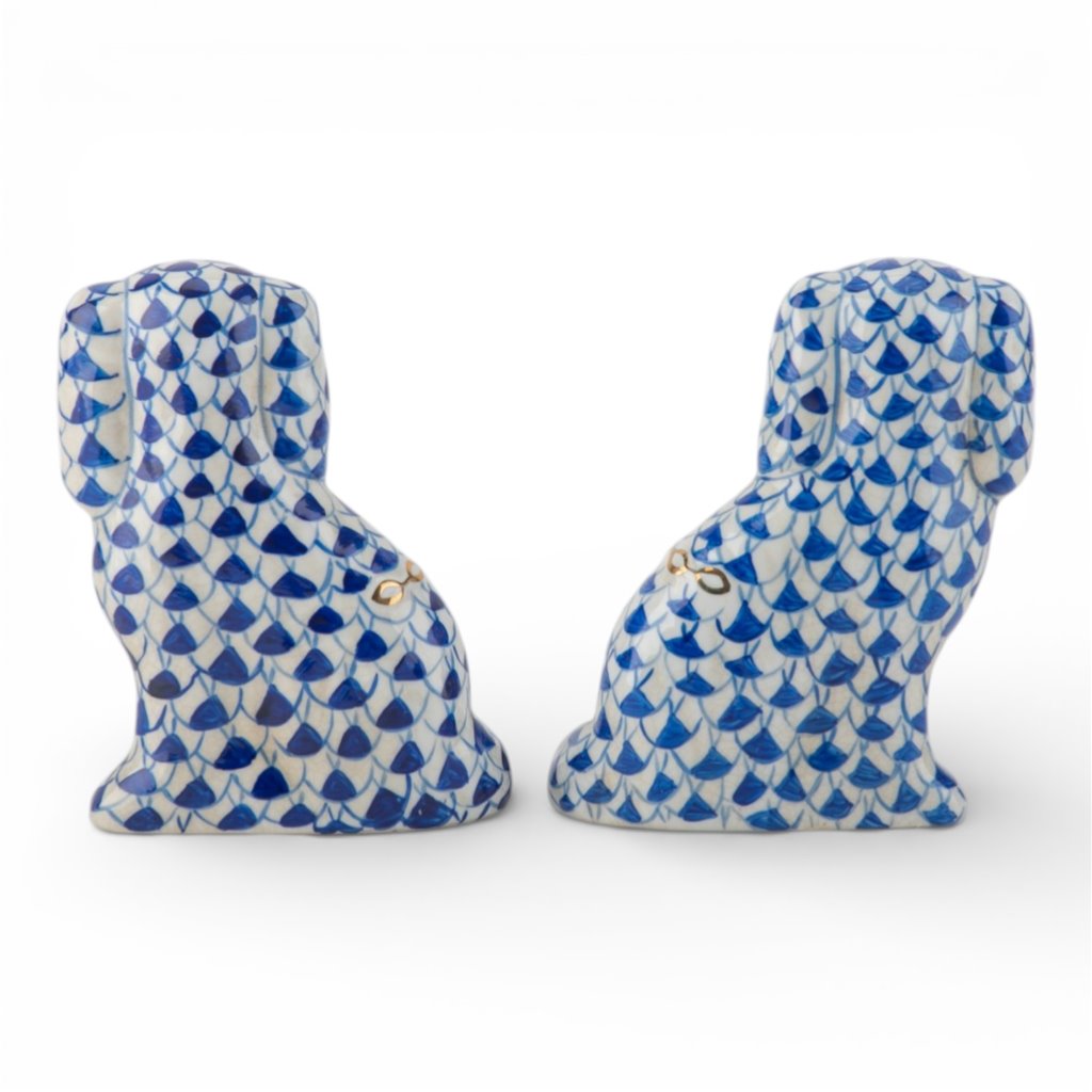 Blue Dancing Droplet Staffordshire Small Dog Pair