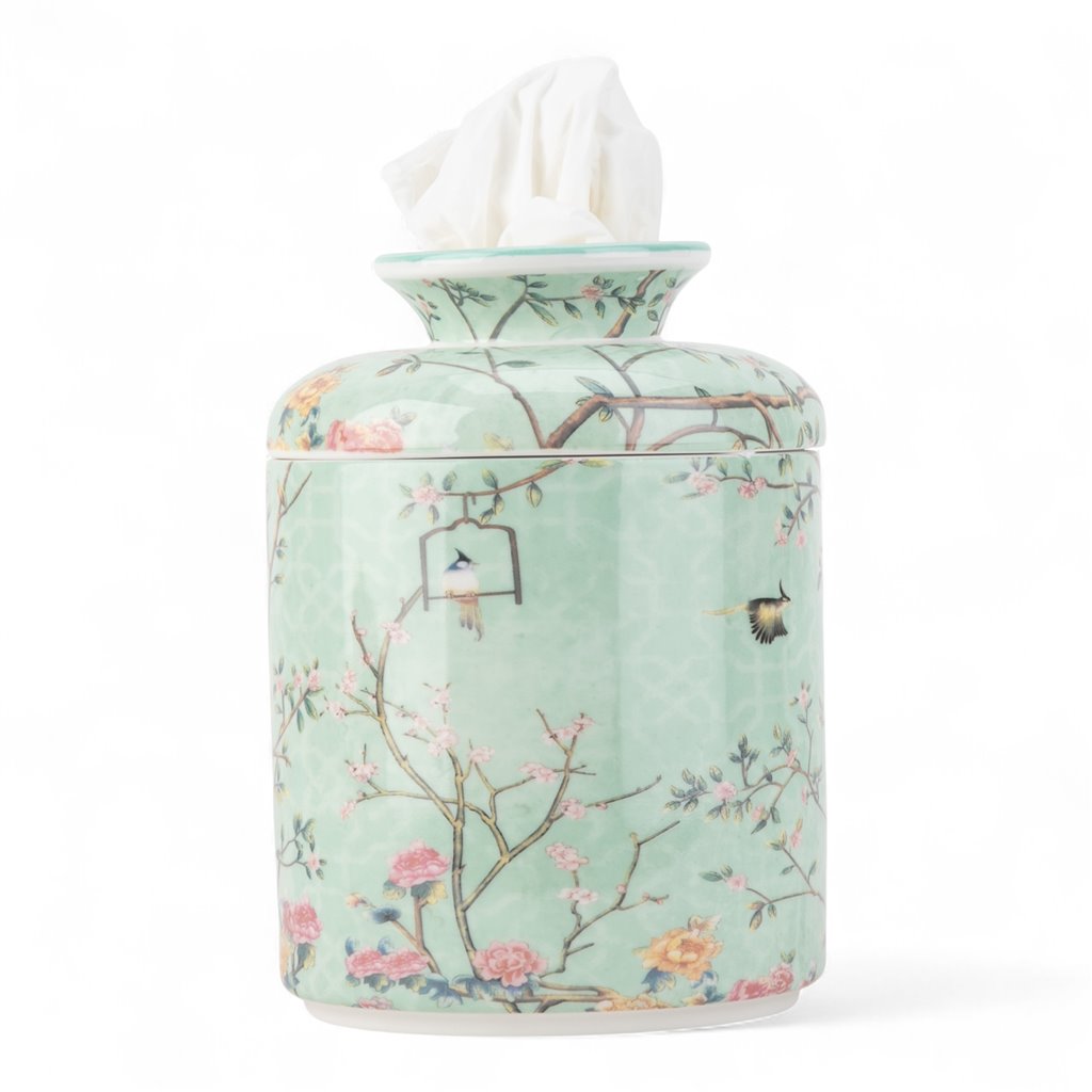 BLUE TREE OF LIFE ROUND TISSUE BOX