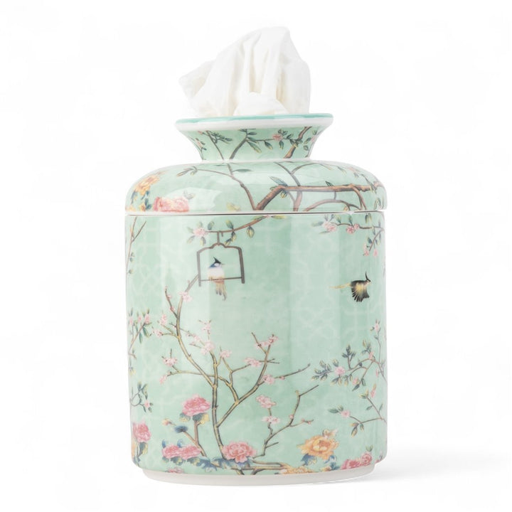 BLUE TREE OF LIFE ROUND TISSUE BOX