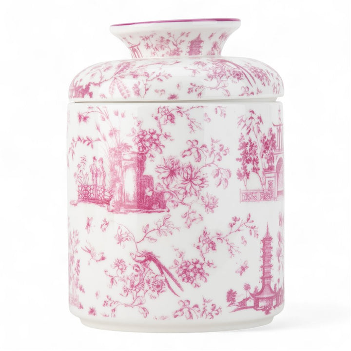 PINK TOILE ROUND TISSUE BOX