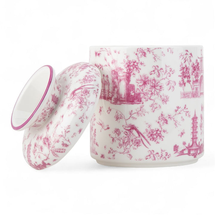 PINK TOILE ROUND TISSUE BOX