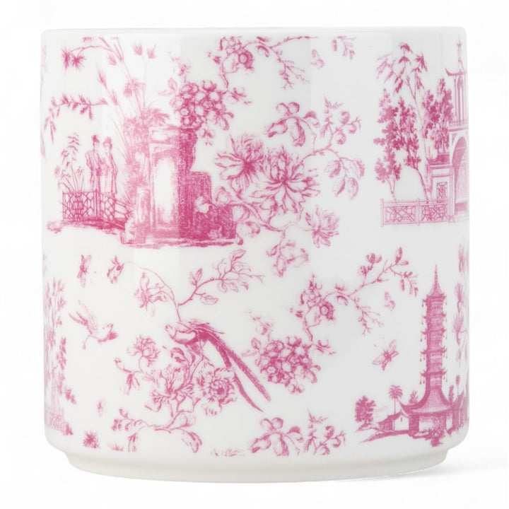 PINK TOILE ROUND TISSUE BOX