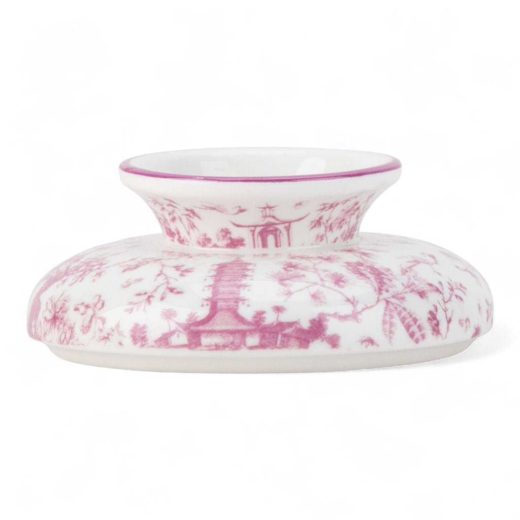 PINK TOILE ROUND TISSUE BOX