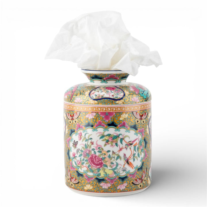 ROSE MEDALLION CANTON ROUND TISSUE BOX