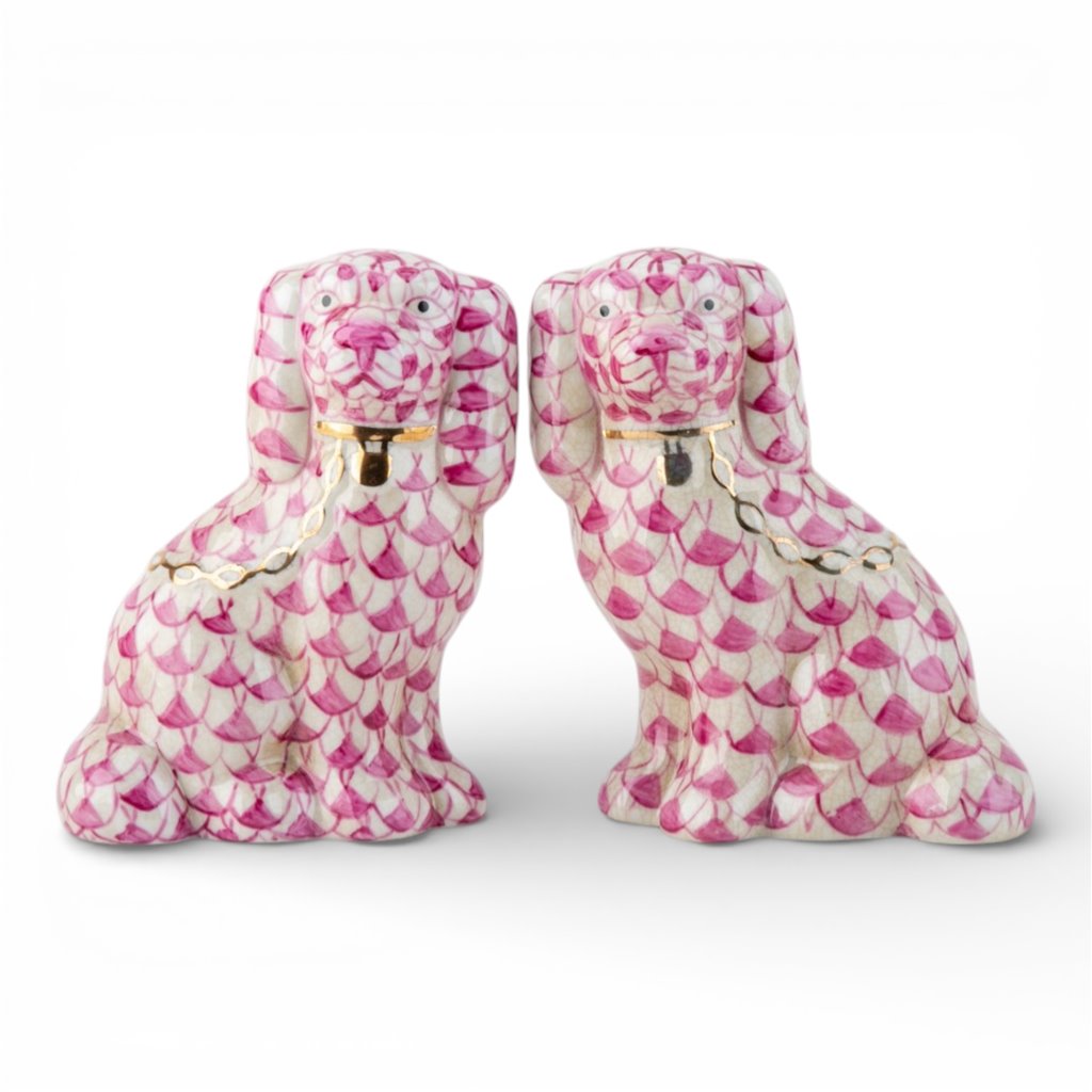Pink Fishnet Staffordshire Small Dog Pair