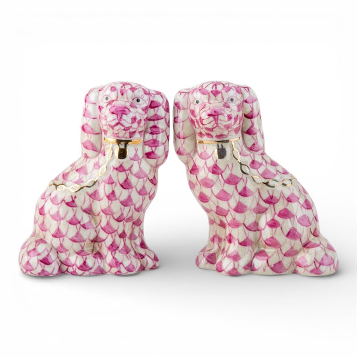 Pink Fishnet Staffordshire Small Dog Pair