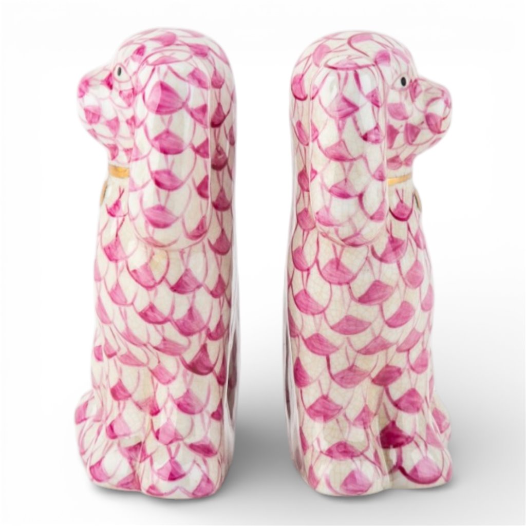 Pink Fishnet Staffordshire Small Dog Pair