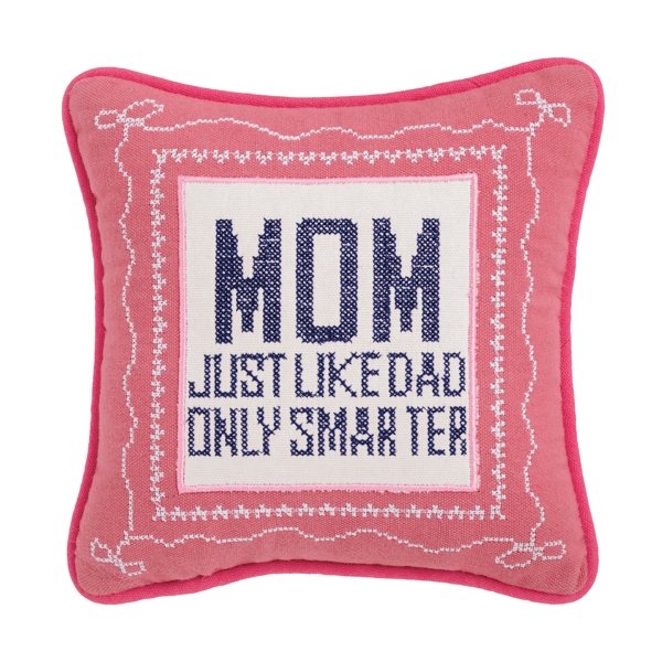 PINK AND WHITE WITH NAVY MOM SMARTER NEEDLEPOINT PILLOW
