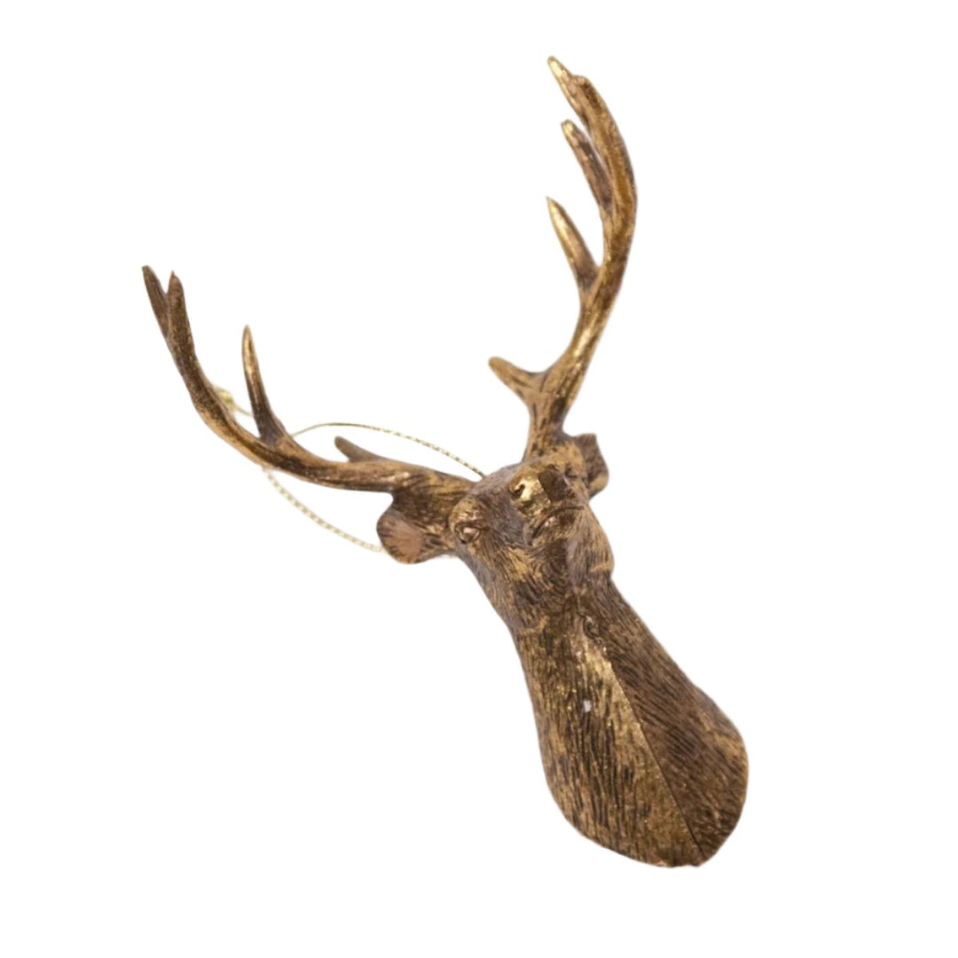 deer bust ornament gold