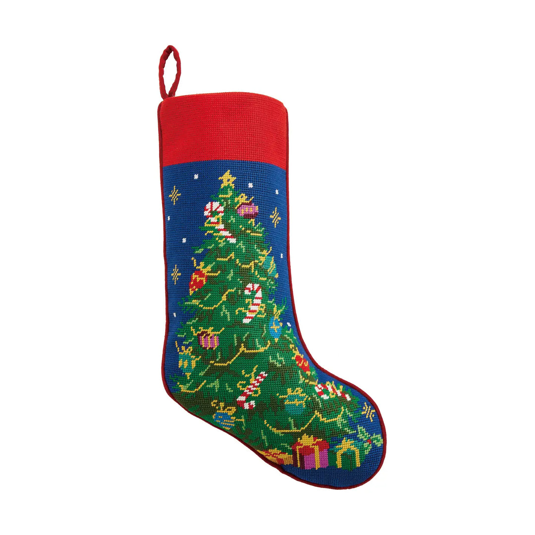 CHRISTMAS TREE NEEDLEPOINT STOCKING