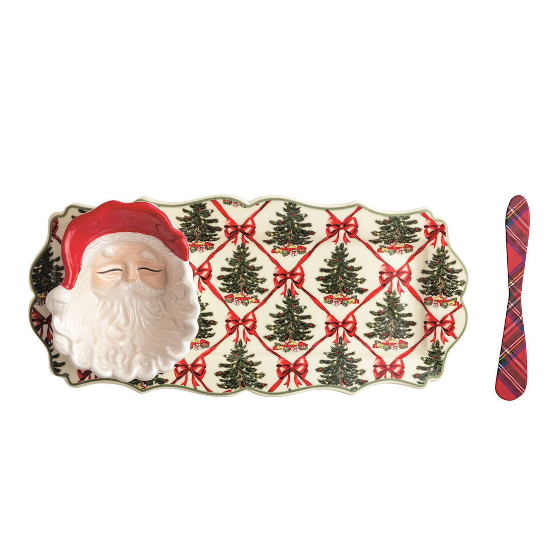 TREE TRAY &amp; SANTA TIDBIT SET