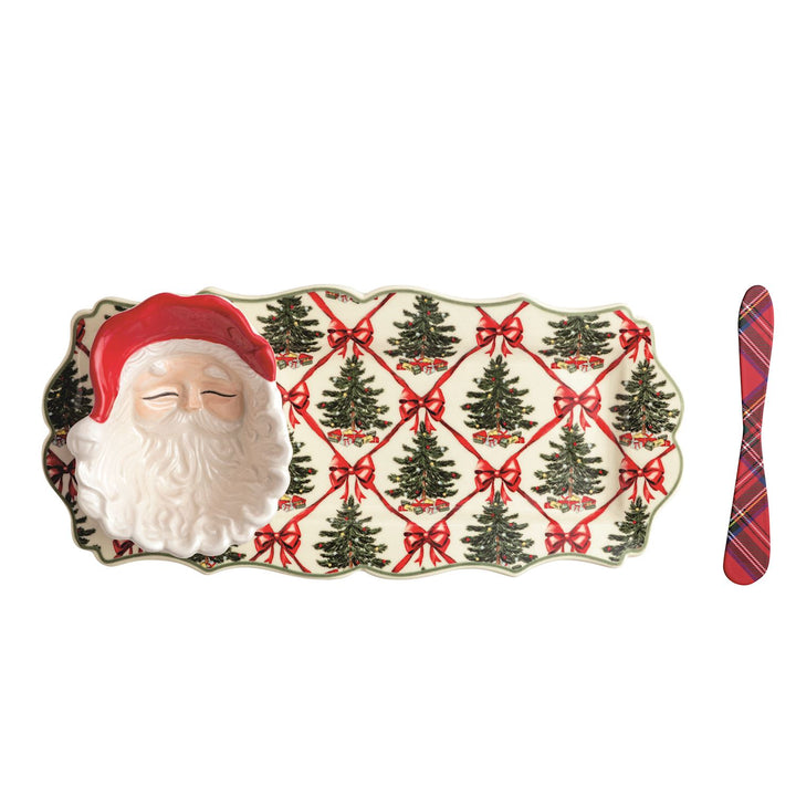 TREE TRAY &amp; SANTA TIDBIT SET