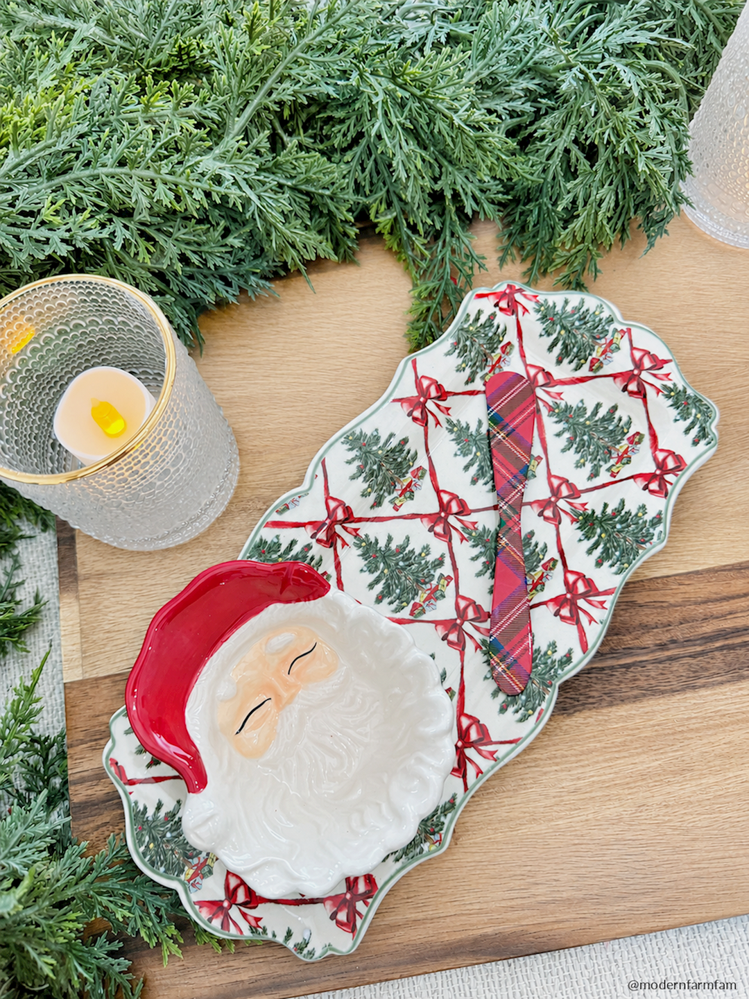 TREE TRAY &amp; SANTA TIDBIT SET