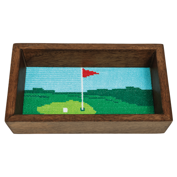 GOLF COURSE NEEDLEPOINT TRAY