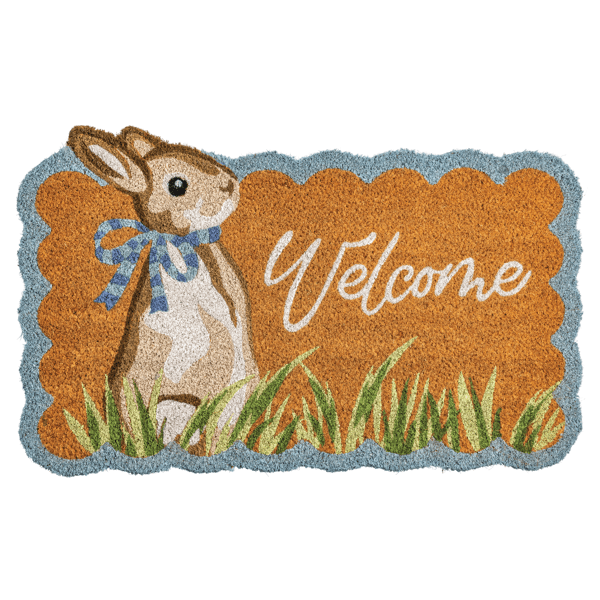 EASTER BUNNY WELCOME SCALLOP DOOR MAT