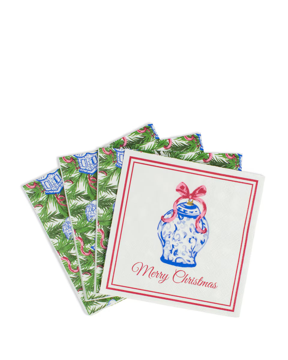 CHINOISERIE MERRY CHRISTMAS COCKTAIL NAPKINS