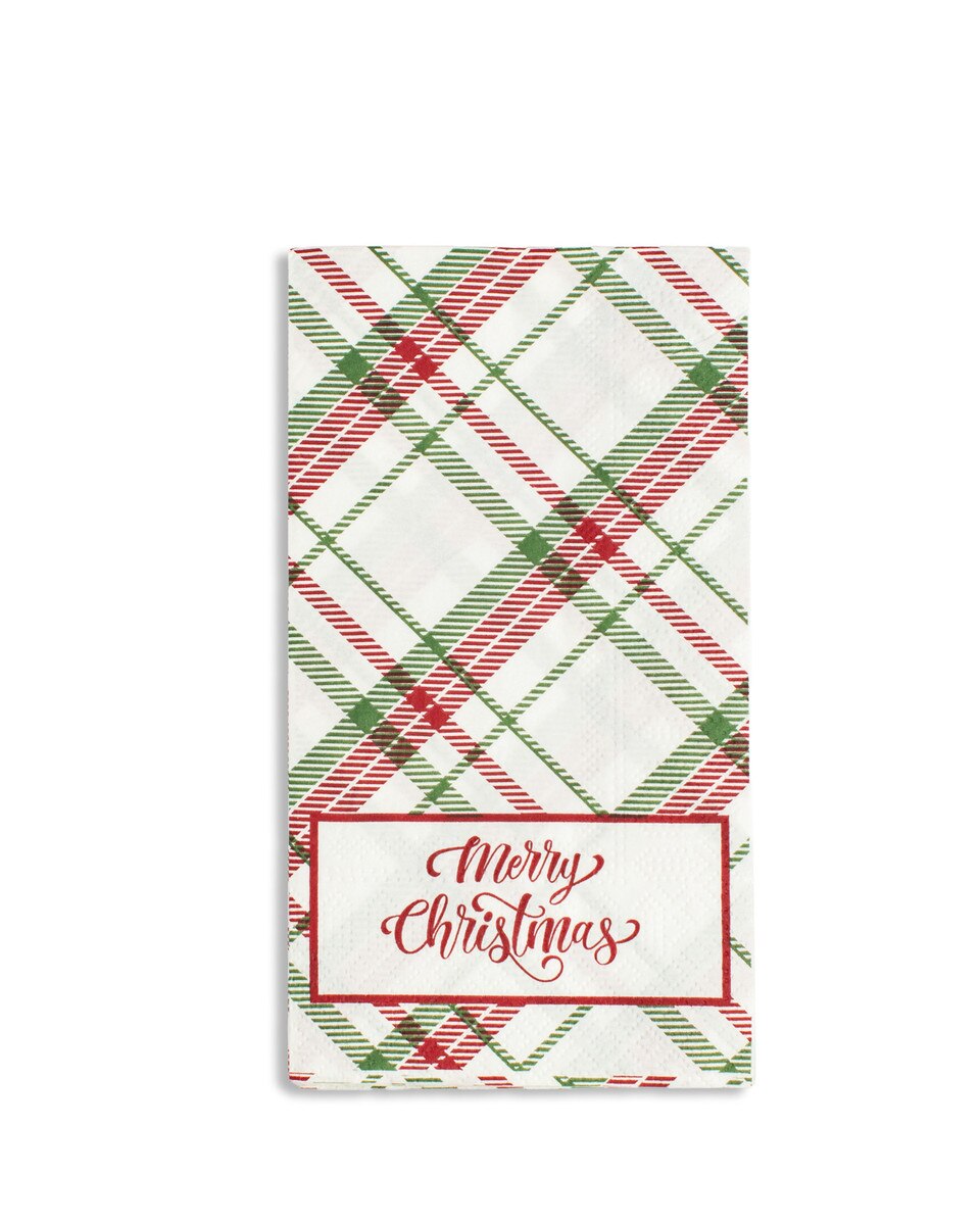 MERRY CHRISTMAS LAYTON PLAID GUEST NAPKINS
