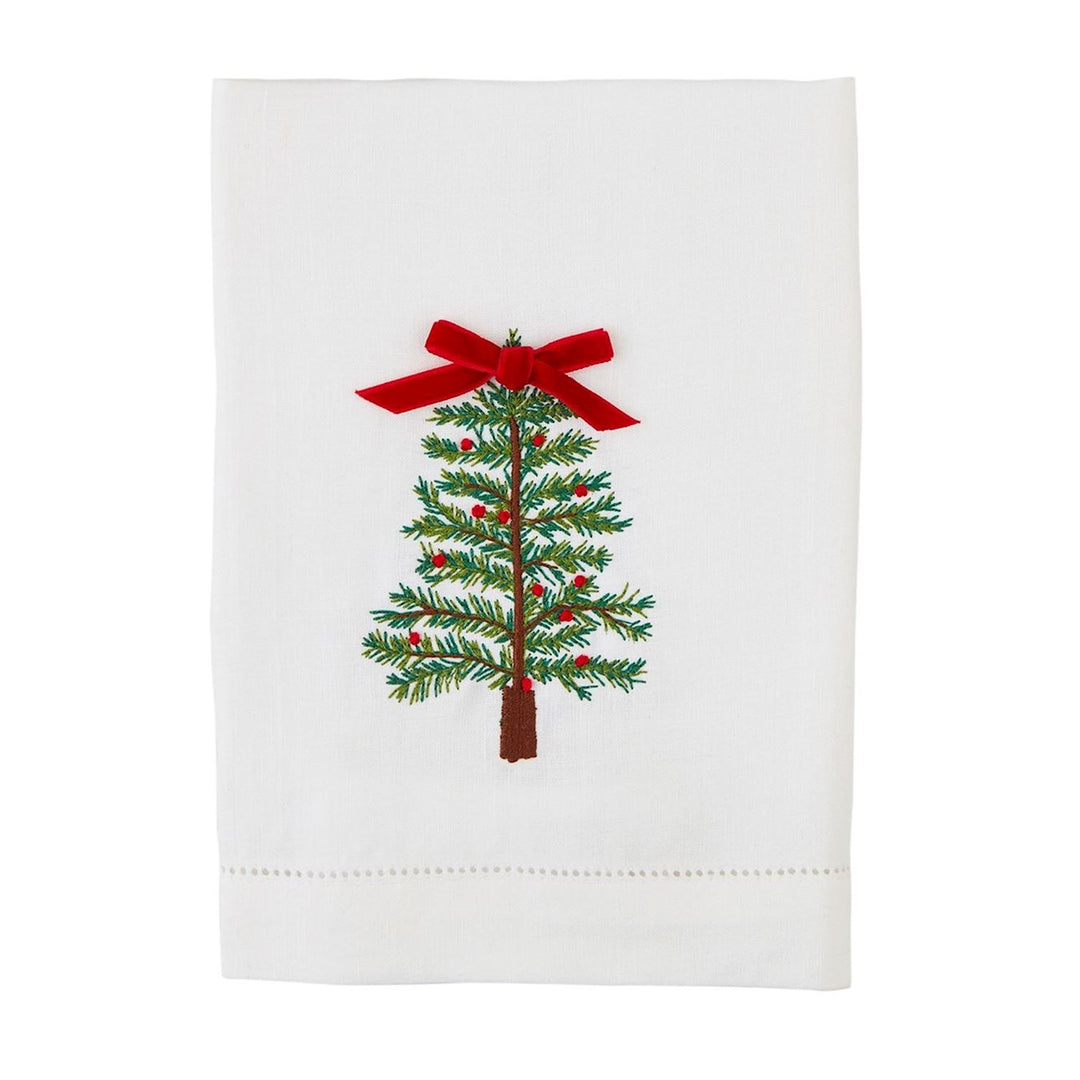 CHRISTMAS EMBROIDERED BOW HAND TOWEL