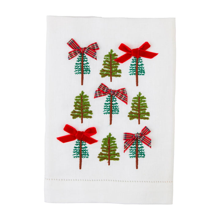 CHRISTMAS EMBROIDERED BOW HAND TOWEL