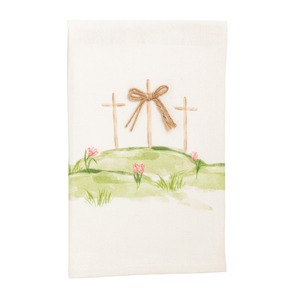 THREE CROSSES EASTER HAND TOWEL WITH BOW
