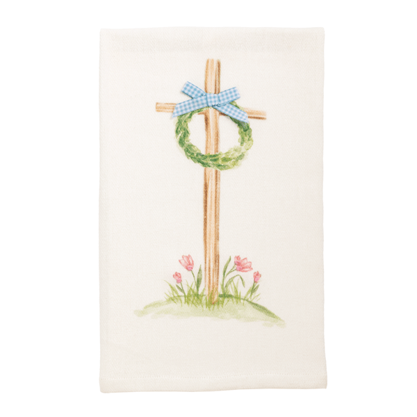 CROSS WITH WREATH HAND TOWEL WITH BOW