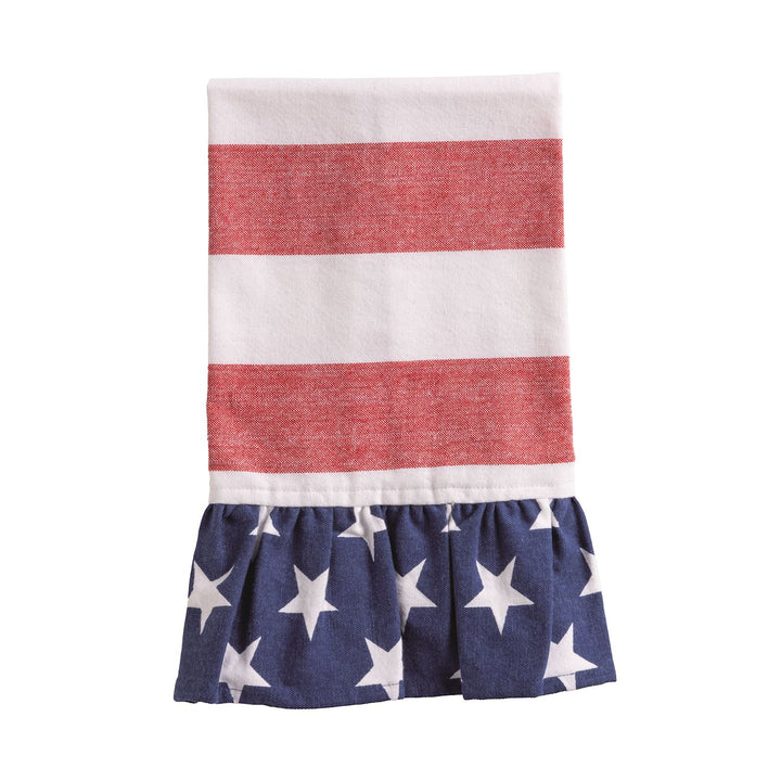RED STRIPE AMERICANA PLEATED TRIM HAND TOWEL