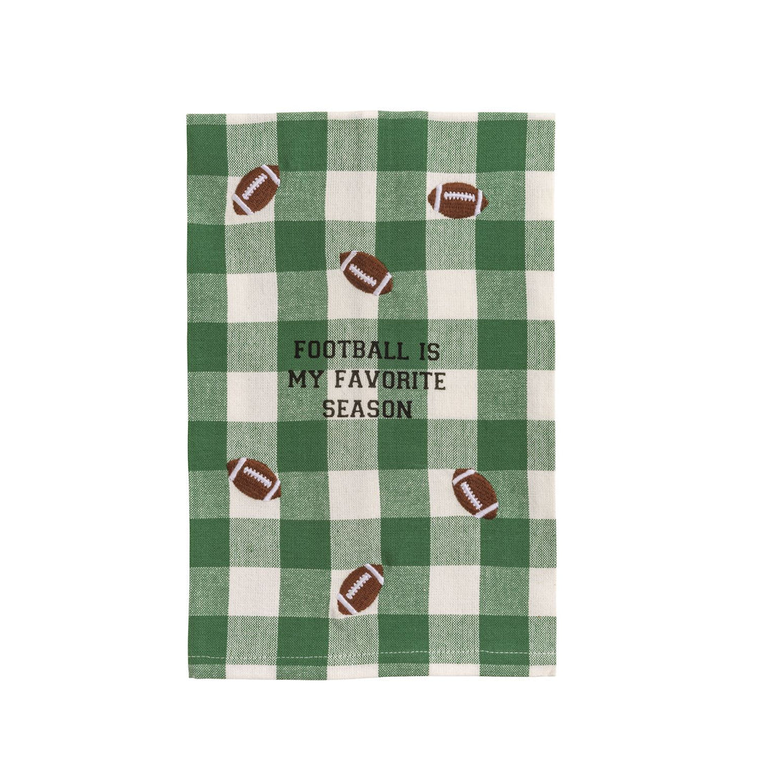 FOOTBALL FAVORITE ICON GREEN CHECK HAND TOWEL