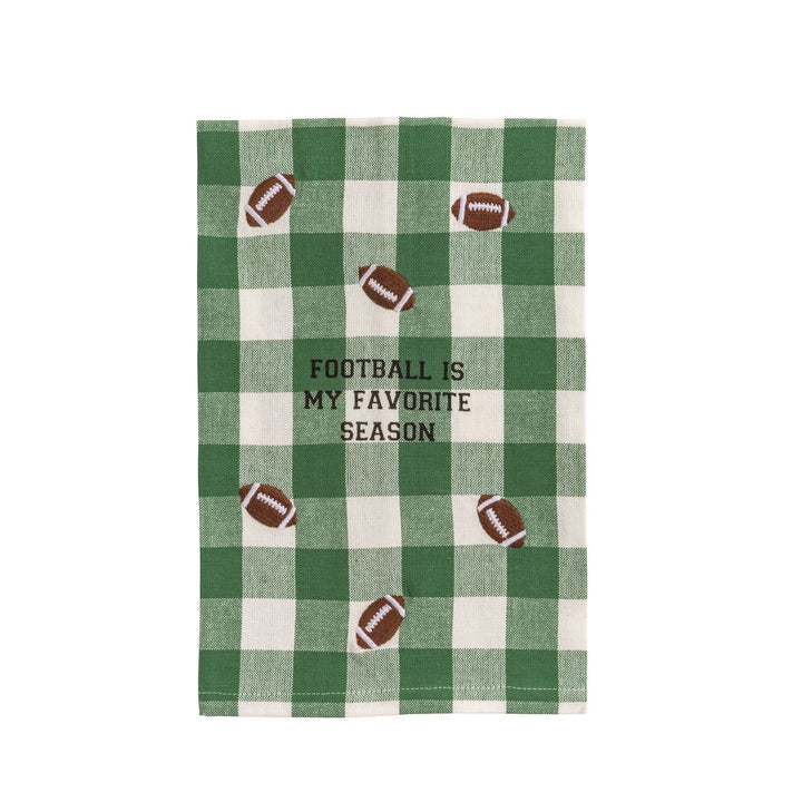 FOOTBALL FAVORITE ICON GREEN CHECK HAND TOWEL