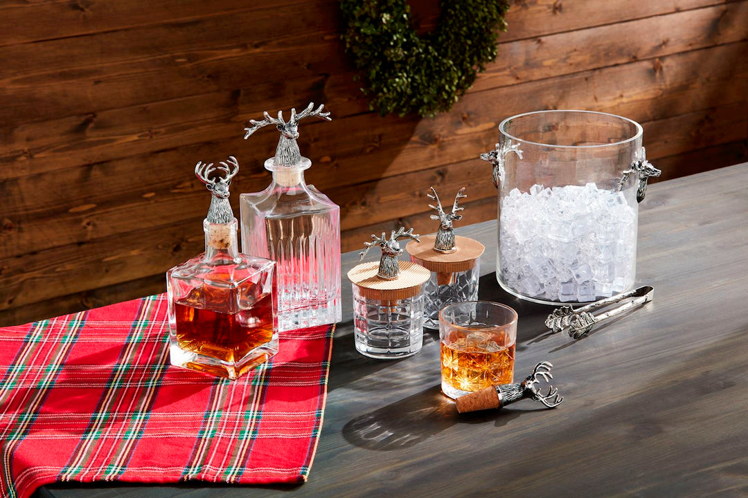 DEER DOUBLE OLD FASHIONED GLASS & BOTTLE STOPPER SET