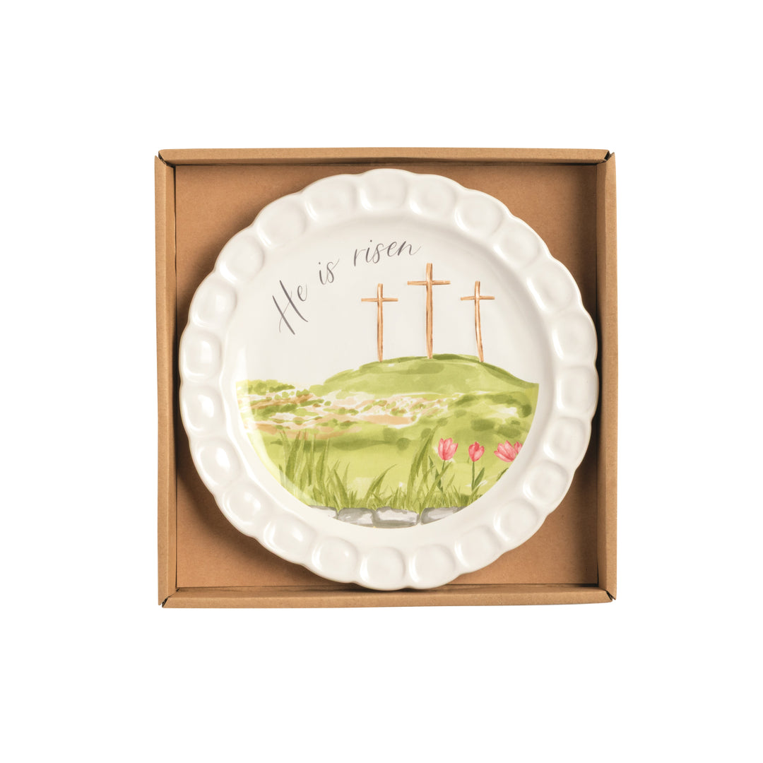 He Is Risen Cross Plate