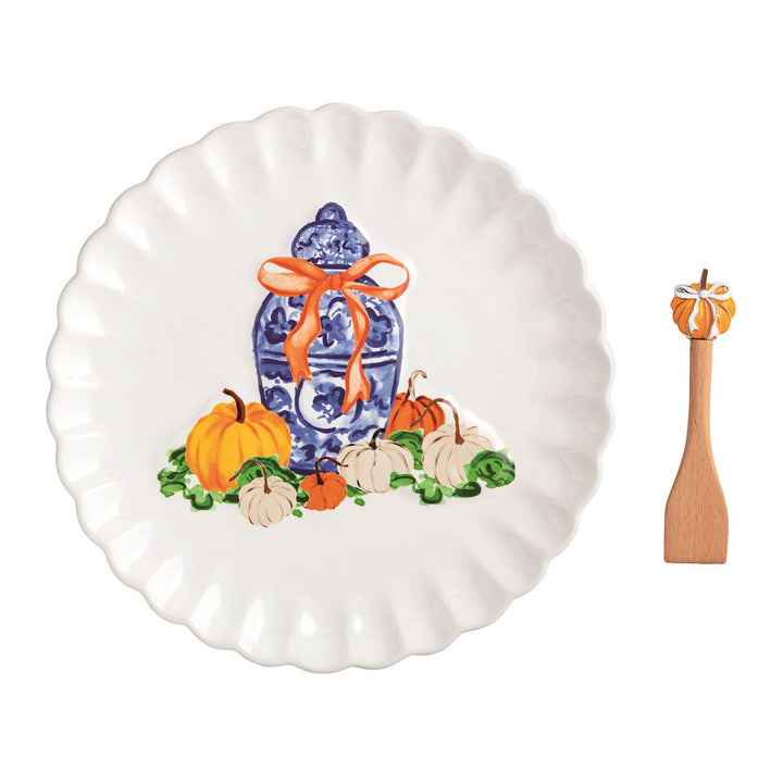 CHINOISERIE TOPIARY PUMPKIN COOKIE PLATE SET