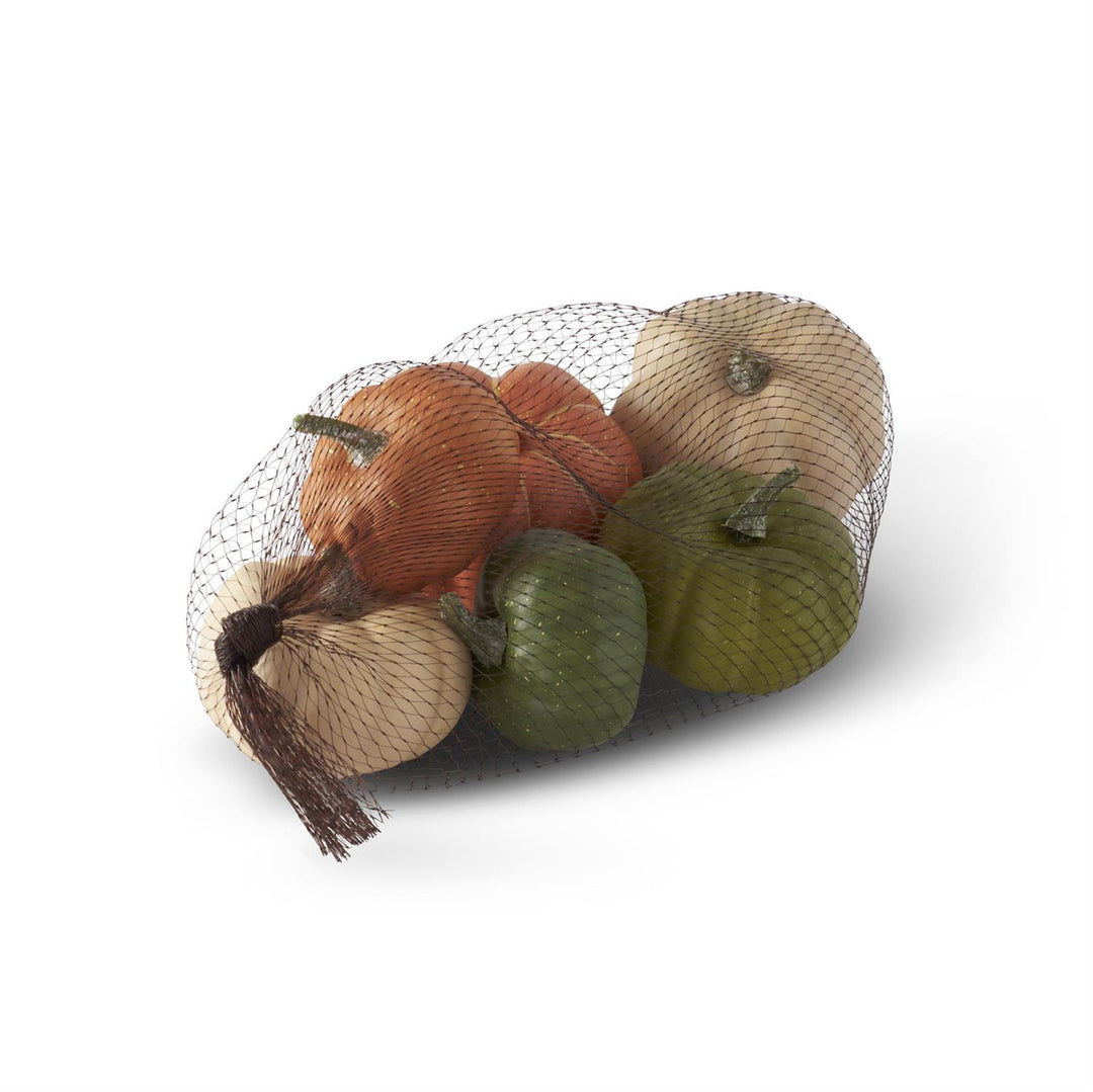 MINI ORANGE GREEN & CREAM FILLER PUMPKINS - BAG OF 6