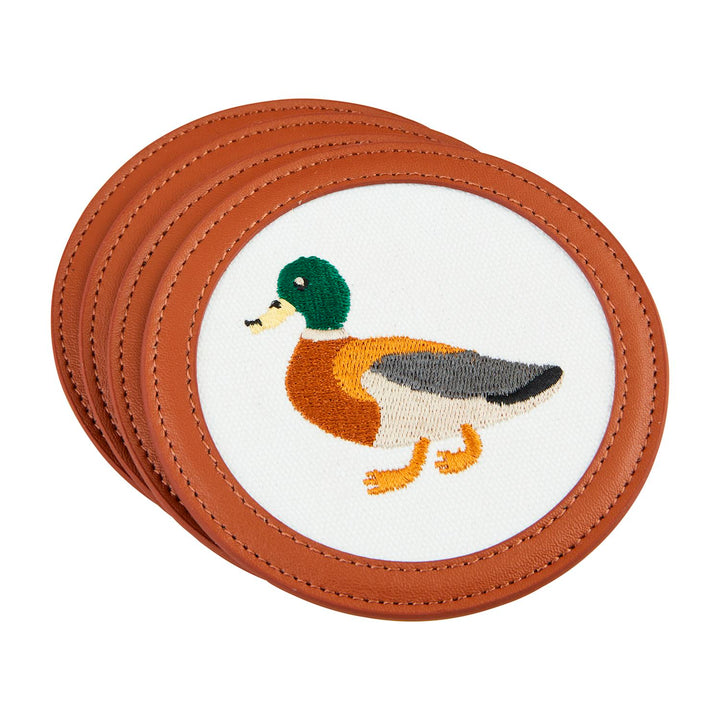 MALLARD EMBROIDERED COASTER SET