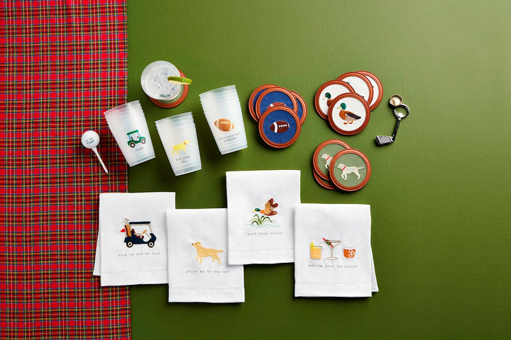 DOG EMBROIDERED COASTER SET