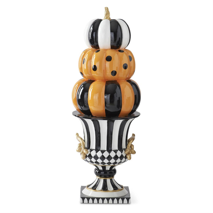 27" ORANGE BLACK & WHITE STACKED PUMPKINS