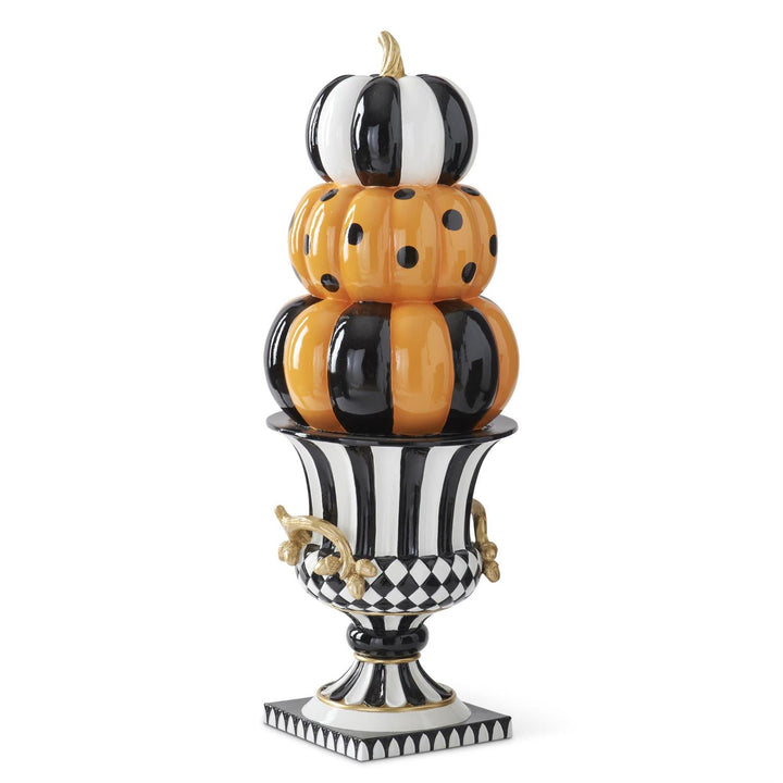 27" ORANGE BLACK & WHITE STACKED PUMPKINS