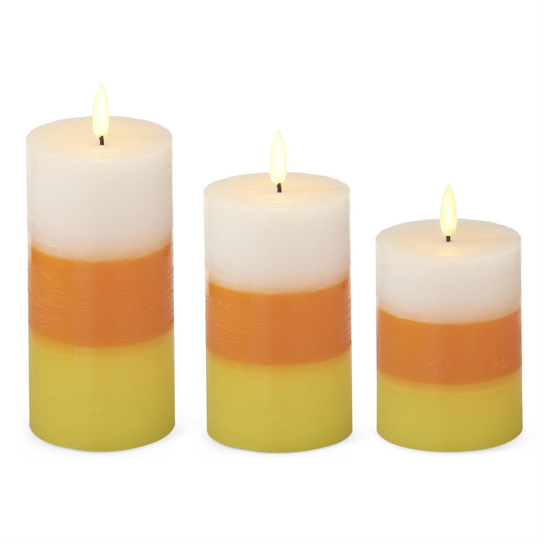 CANDY CORN TOUCH LED PILLAR CANDLE