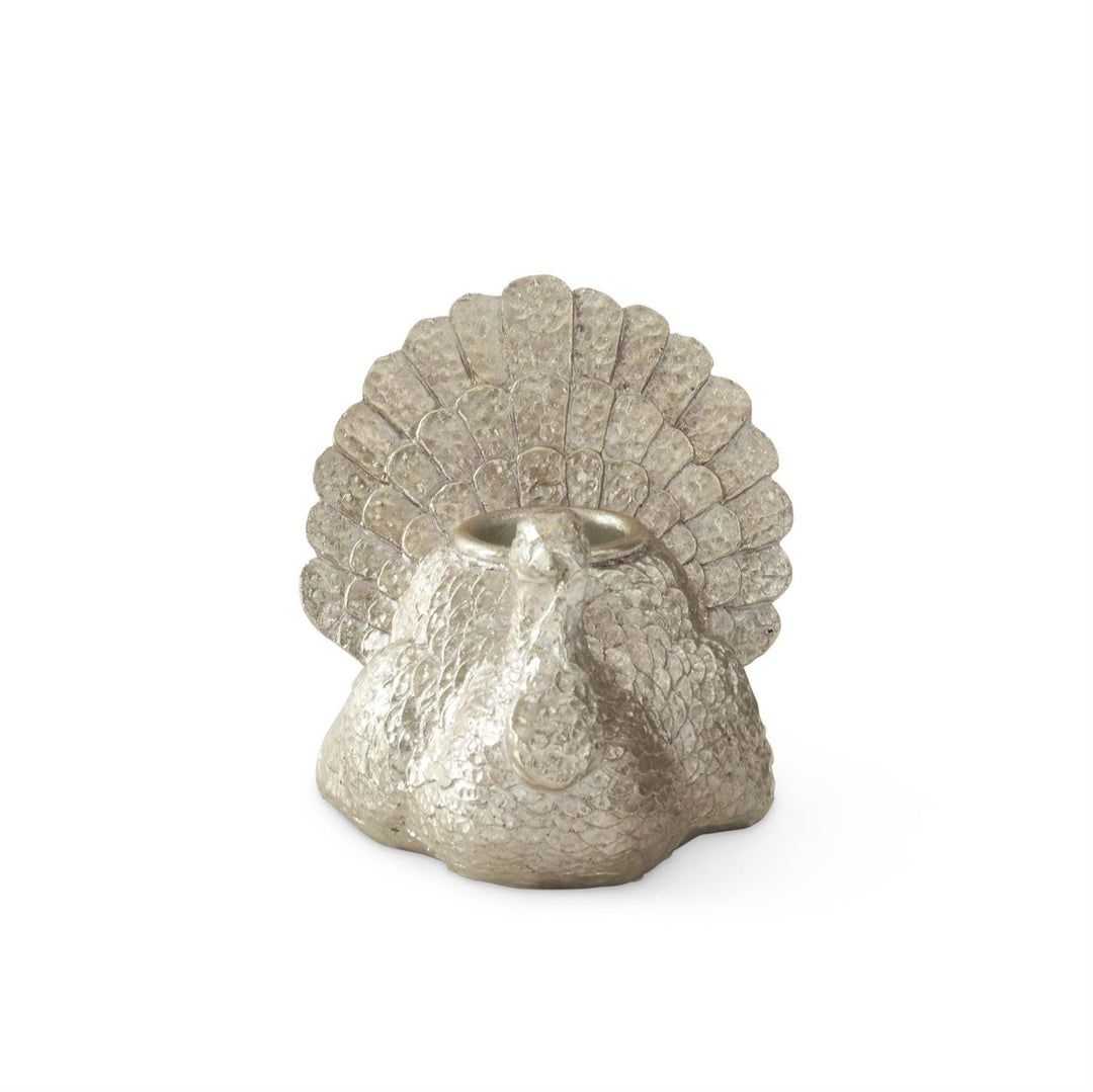 3.25" ANTIQUED SILVER TURKEY TAPER CANDLEHOLDER SET