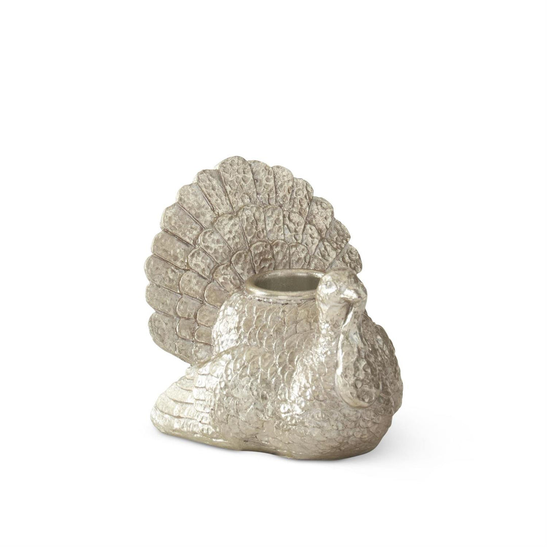 3.25" ANTIQUED SILVER TURKEY TAPER CANDLEHOLDER SET