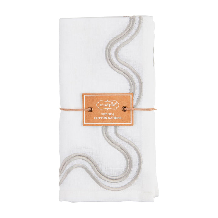 WHITE & GRAY SQUIGGLE NAPKIN SET