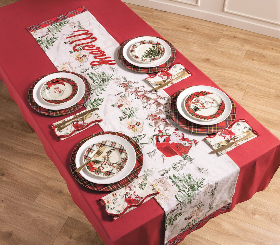 Christmas table setting with scallop napkins